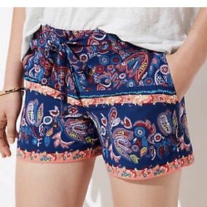 NWT Loft Paisley Shorts Tie Waist Size 4